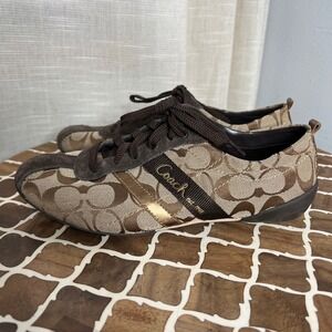 Y2K Vintage Coach Belina Sneakers Brown Monogram Lace Up Women's Shoe Size 9
